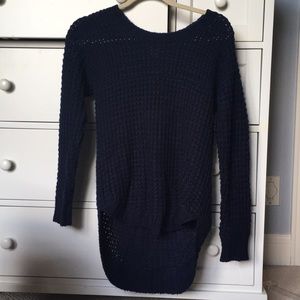 Navy Blue Sweater with Soft Wide Waffle Knit